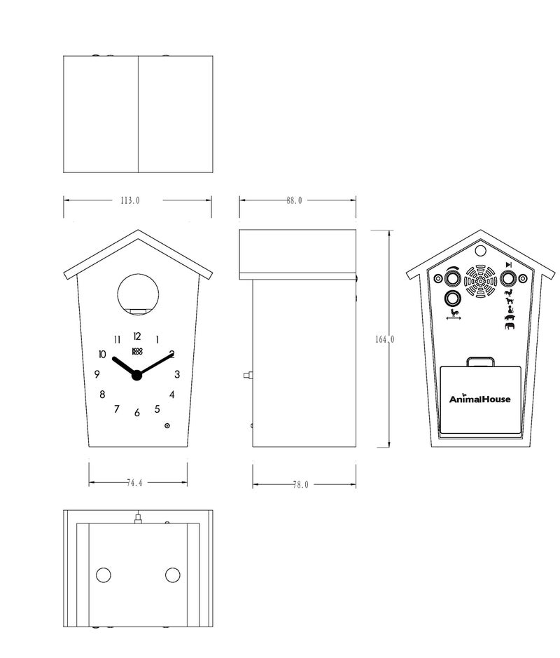 KOOKOO AnimalHouse Blue, Small Cuckoo Clock with 5 Farm Animals Sounds (Natural Field Recordings) - Image 3